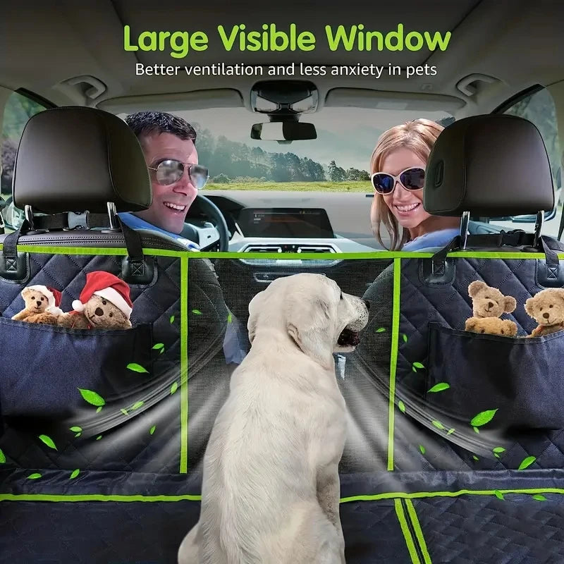 Upgraded 6-in-1 Dog Car Seat Cover For Back Seat, 100% Waterproof Dog Car Hammock With Mesh Window For Cars Trucks And SU