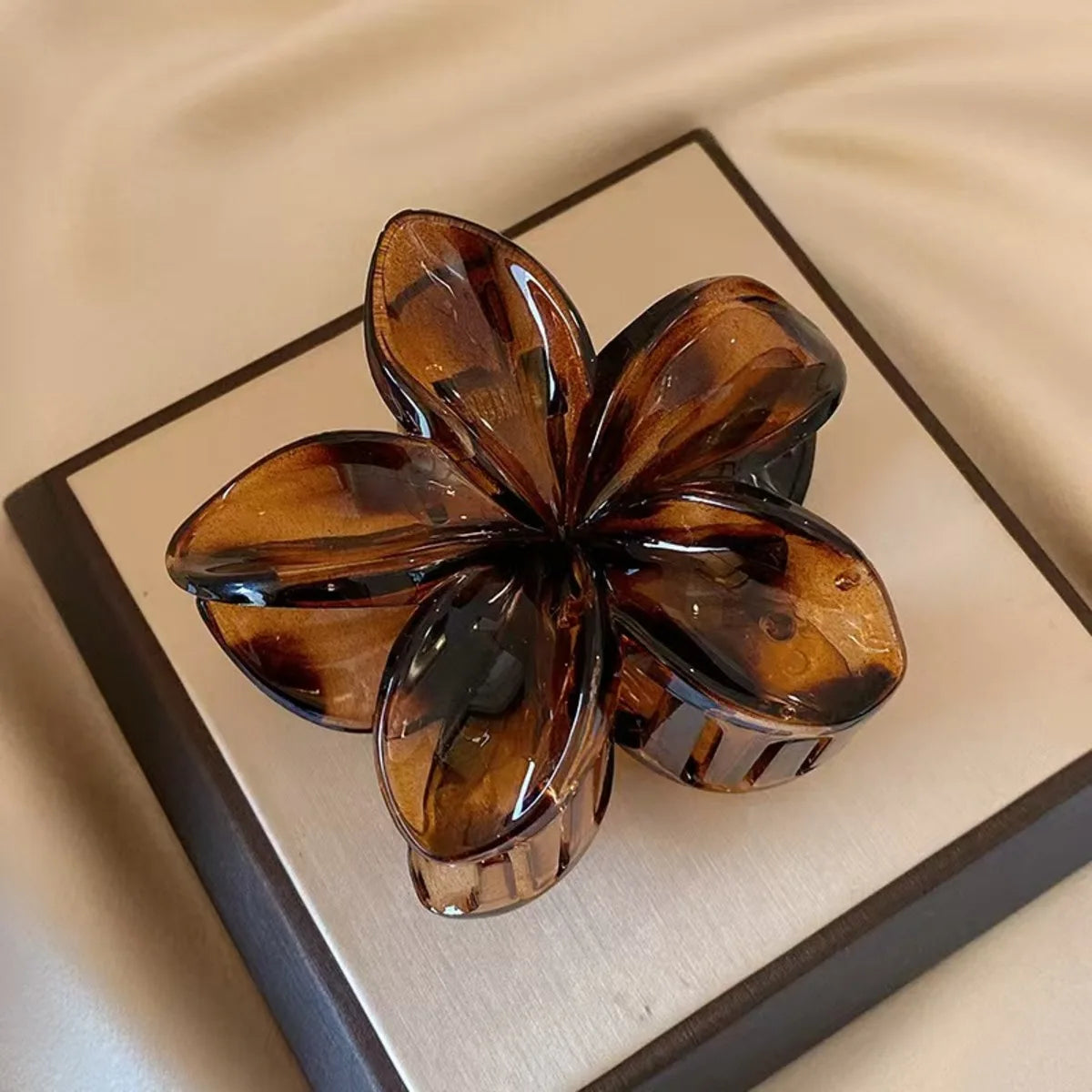 Women's Laser Mermaid Princess Flower Shaped 8cm/3.15in Large-Size Brown Beige Lightweight Plastic Hair Clips Fashionable