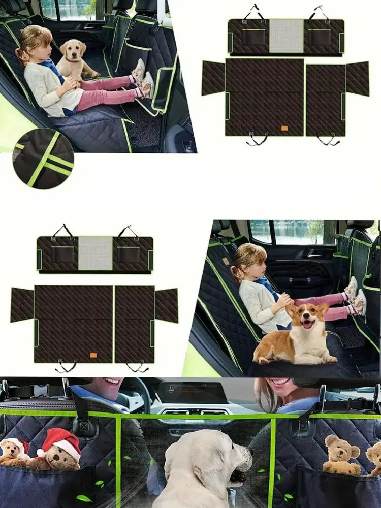 Upgraded 6-in-1 Dog Car Seat Cover For Back Seat, 100% Waterproof Dog Car Hammock With Mesh Window For Cars Trucks And SU