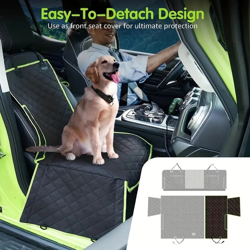 Upgraded 6-in-1 Dog Car Seat Cover For Back Seat, 100% Waterproof Dog Car Hammock With Mesh Window For Cars Trucks And SU