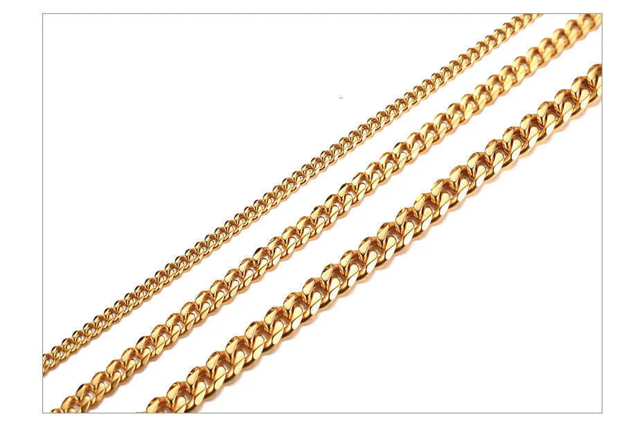 Vnox 18-70cm Curb Chain Necklaces 3-11mm Men's Miami Cuban Link Classic Punk Heavy Metal Stainless Steel Long Women Necklace