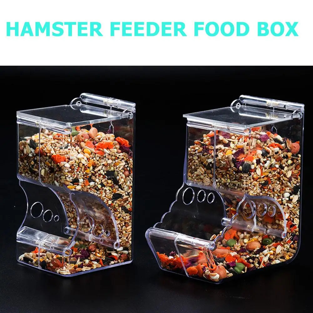 Hamster Rabbit Food Dispenser Feeder Plastic Clear Automatic Pet Feeder For Hamster Guinea Pigs Food Bowl Container