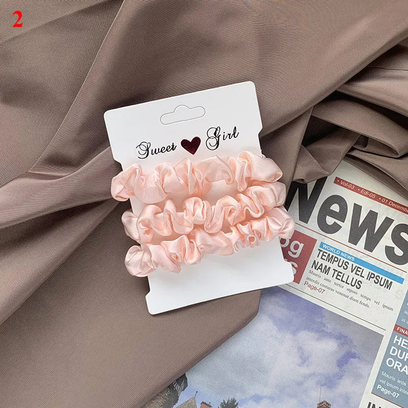 3pcs/set Woman Silk Hair Scrunchies Set Solid Colors Rubber Band Girls Ponytail Holders Hair Ties Women Hair Accessories