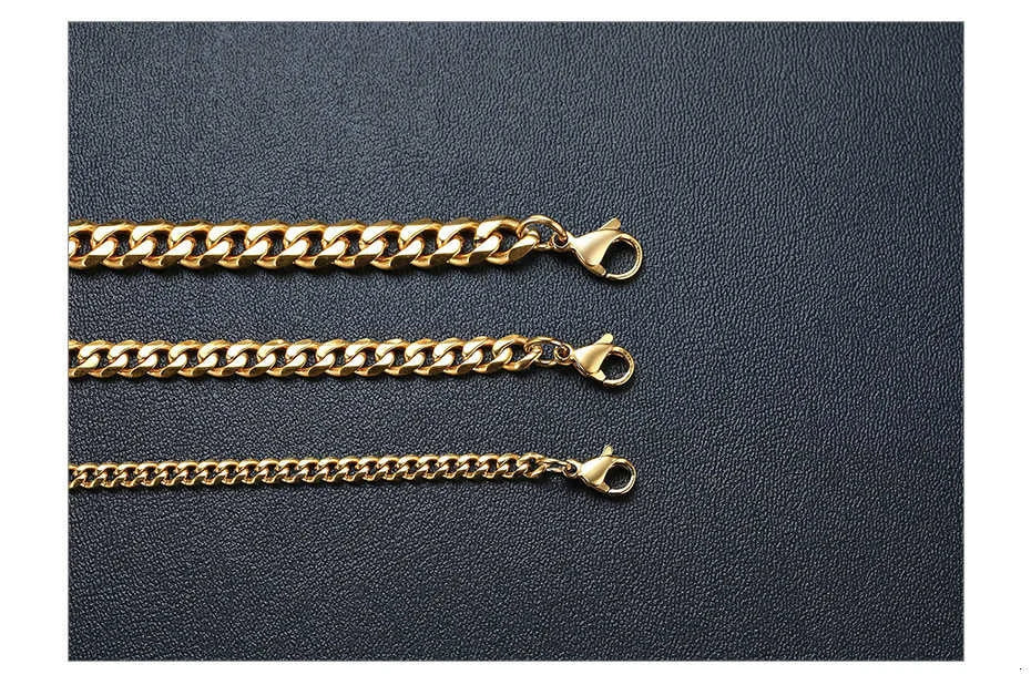 Vnox 18-70cm Curb Chain Necklaces 3-11mm Men's Miami Cuban Link Classic Punk Heavy Metal Stainless Steel Long Women Necklace
