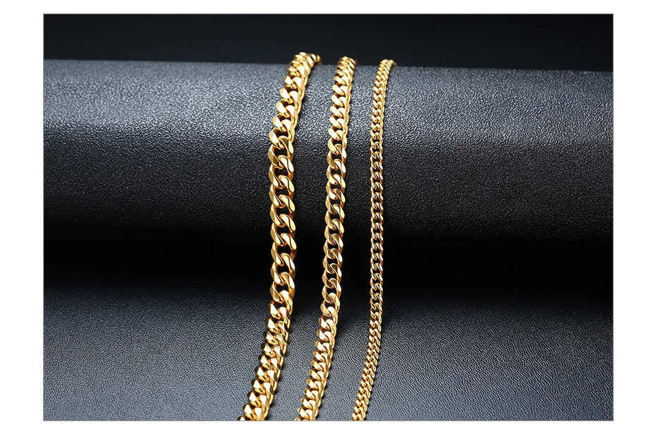 Vnox 18-70cm Curb Chain Necklaces 3-11mm Men's Miami Cuban Link Classic Punk Heavy Metal Stainless Steel Long Women Necklace