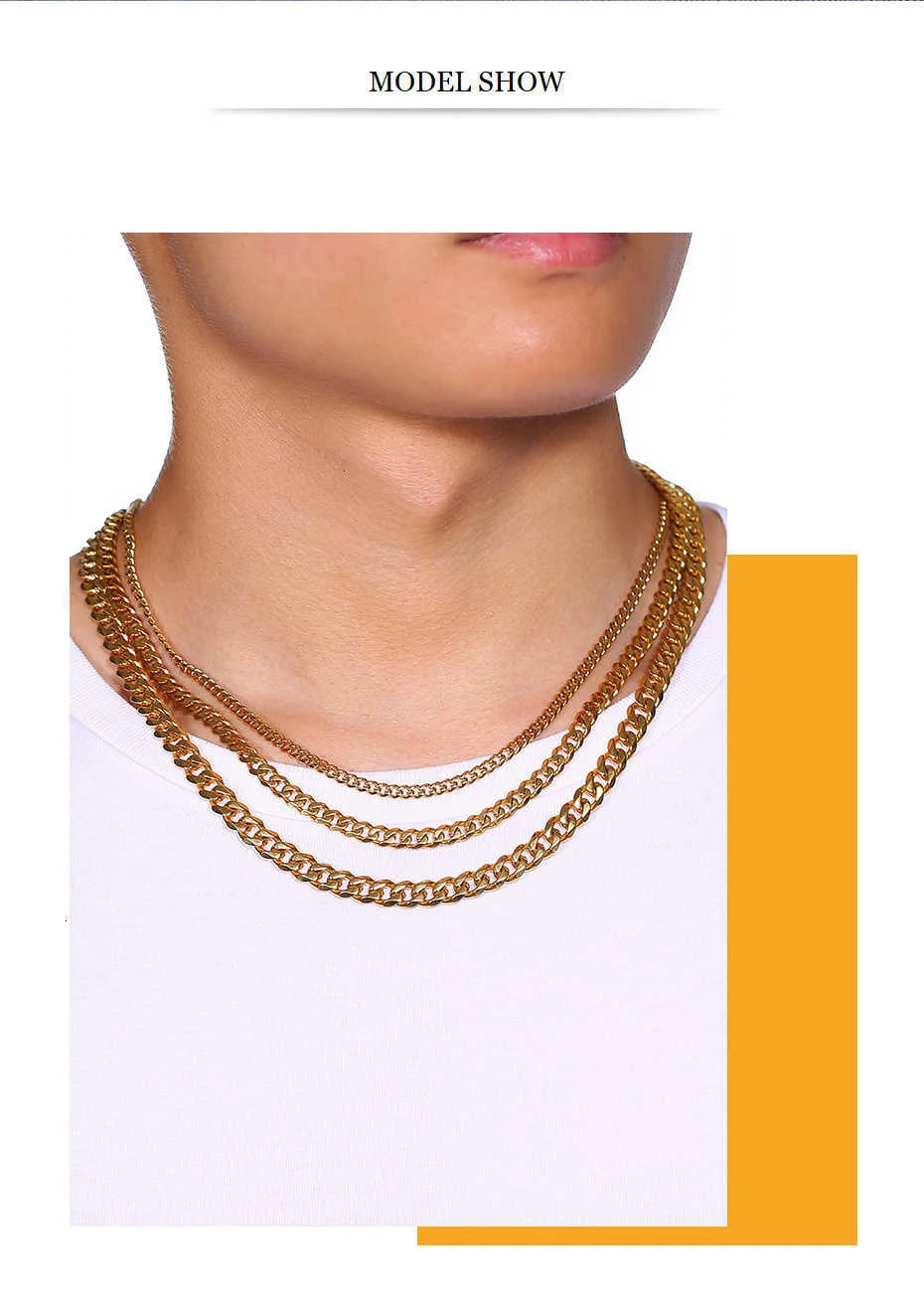 Vnox 18-70cm Curb Chain Necklaces 3-11mm Men's Miami Cuban Link Classic Punk Heavy Metal Stainless Steel Long Women Necklace
