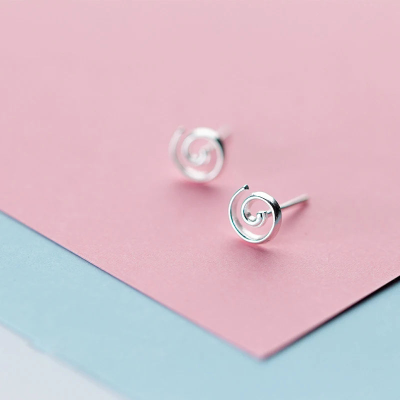 La Monada Circle Spiral Earrings Studs 925 Sterling Silver Women Fine Jewelry Minimalist Stud Earrings For Women Silver 925