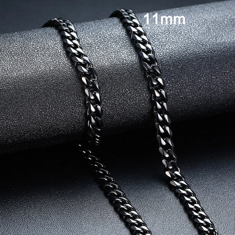 Vnox 18-70cm Curb Chain Necklaces 3-11mm Men's Miami Cuban Link Classic Punk Heavy Metal Stainless Steel Long Women Necklace