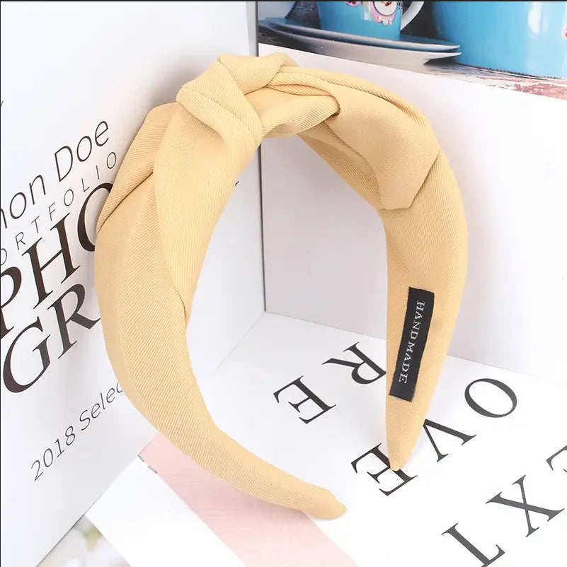 New Fashion Knotted Headbands for Women Solid Color Girls Cloth Hair Bands Wide Hairband Soft Hair Hoop Hair Accessories
