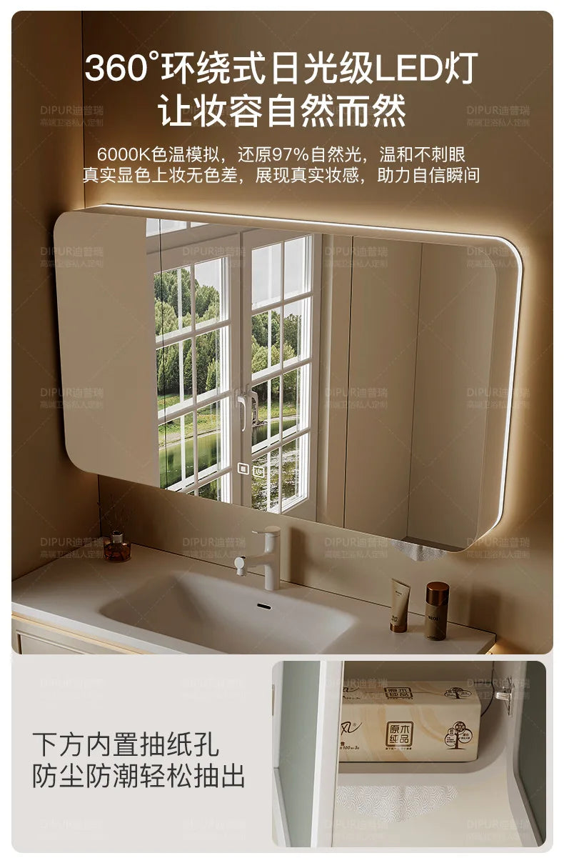 Modern Bathroom Cabinet Corian Integrated Ceramic Basin Oak Painted Cabinet French Premium Toilet Hand Wash Basin Combination