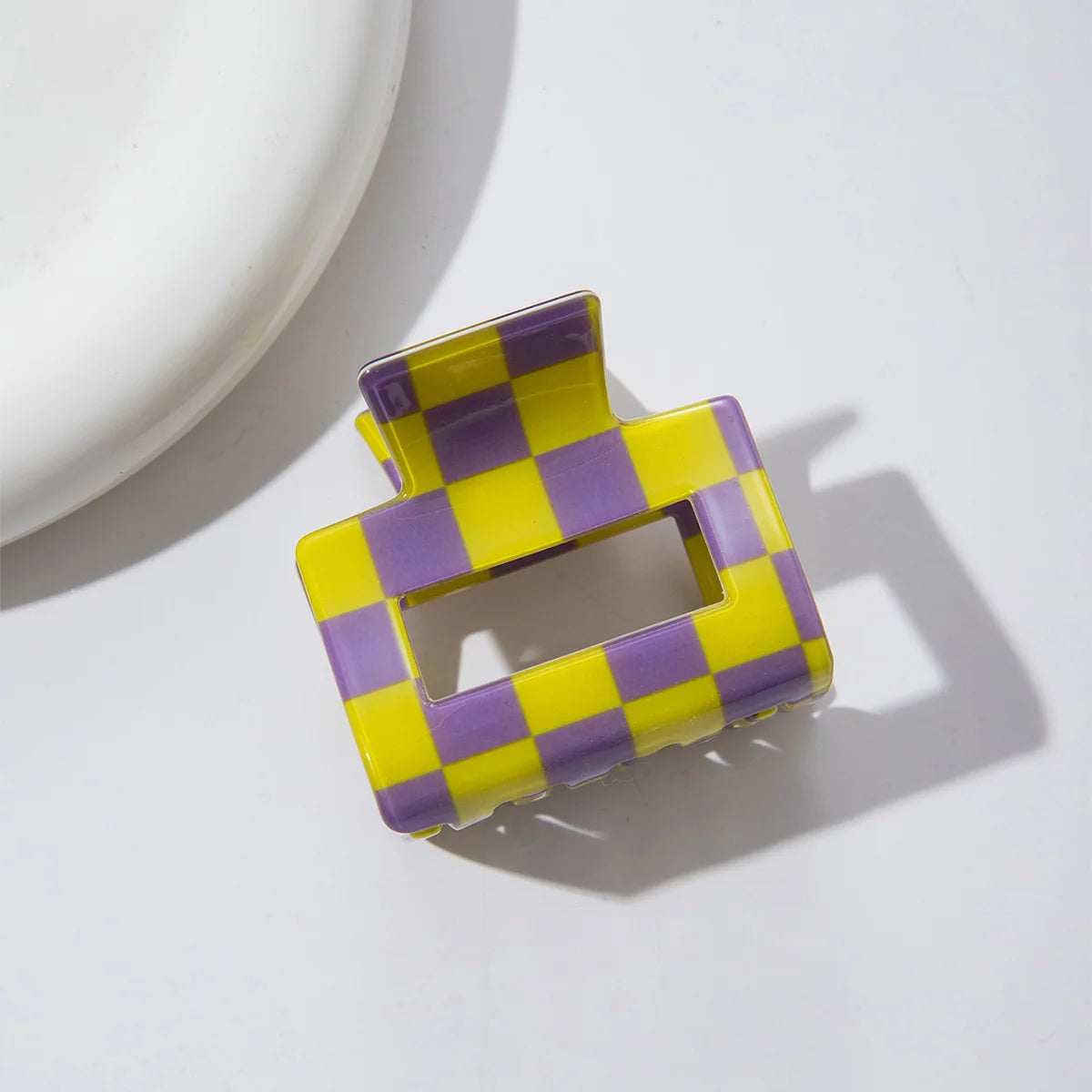 2inch Colorful Checkered Rectangle Hair Claw Clips For Women Girls Fashion Hair Clips For Styling Claw Clamps Hair Accessories
