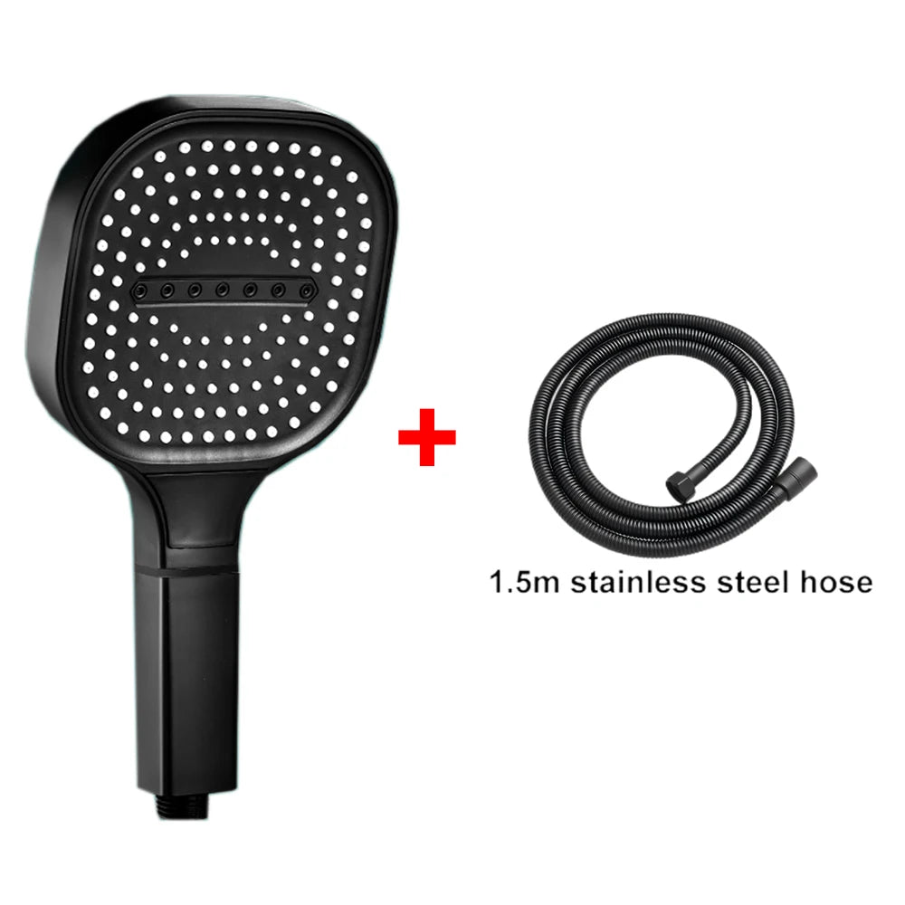 13CM Big Panel High Pressure Shower Head with Filter 3 Modes Large Flow Spray Rainfall Nozzle Square Bathroom ShowerHead