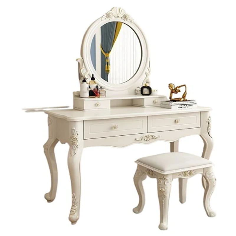 Mirror Storage Vanity Table Luxury Nordic Style European Bedroom Vanity Table Home Charm Coiffeuse Furniture Decor