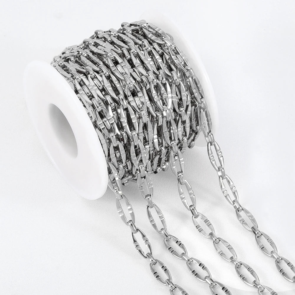 1meter Flat Geometric Heart Round Square Design Necklaces Chain Stainless Steel Link Chains DIY Bracelets Jewelry Making Chains