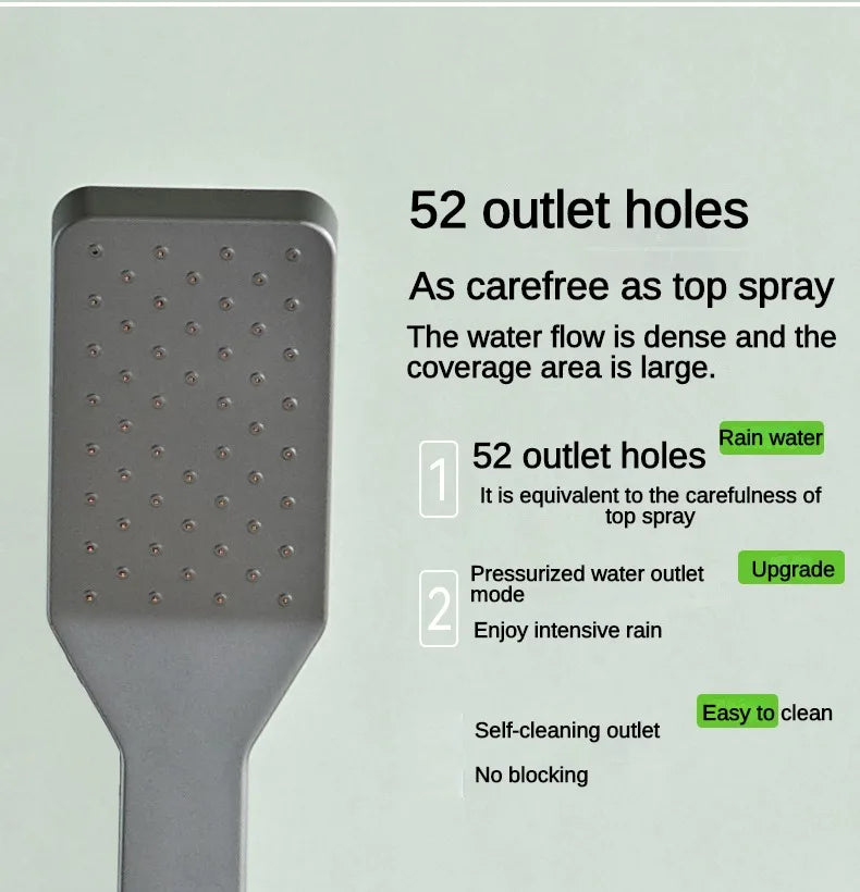 Grey Bathroom Shower Set Space Aluminum Three-function Wall Mounted Rotatable Faucets Rainfall Pressurized Shower Systerm