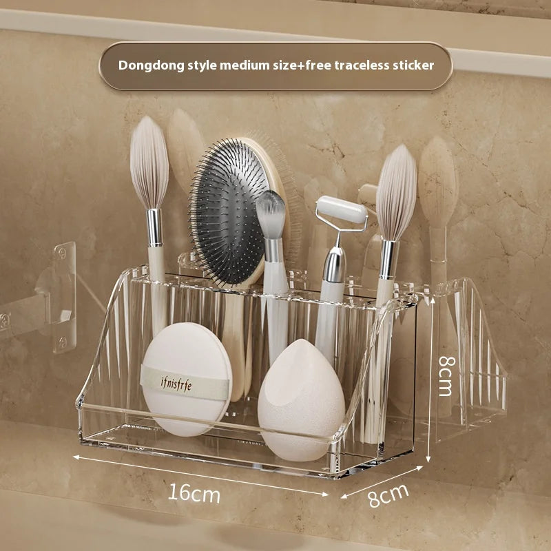 Mirror cabinet storage box bathroom cabinet wall mounted transparent slanted shelf cosmetics lipstick jewelry sorting box