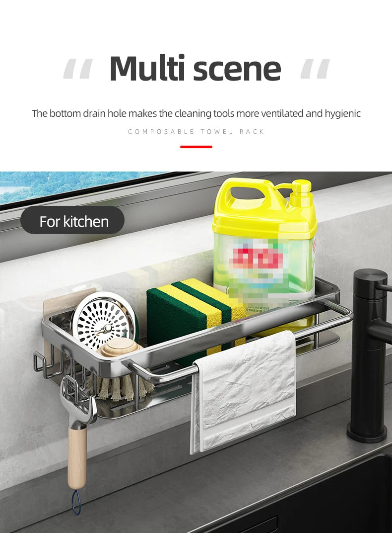 Non perforated kitchen storage rack cloth drain rack, sink dishwashing cloth sponge storage basket bathroom storage rack