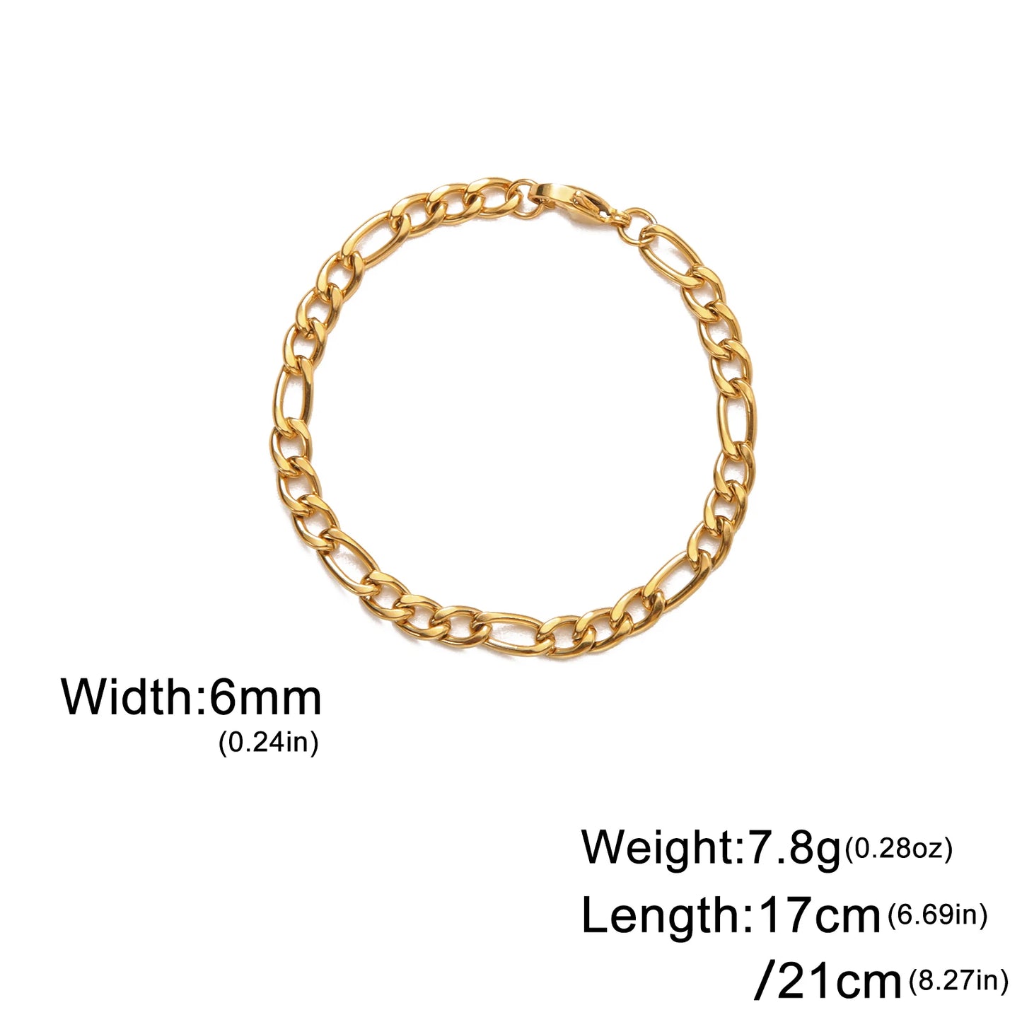 Lucktune Figaro Chain Bracelet for Men Women Stainless Steel Width 3-10 MM Bracelets Punk Jewelry Couple Gift Pulsera Hombre New