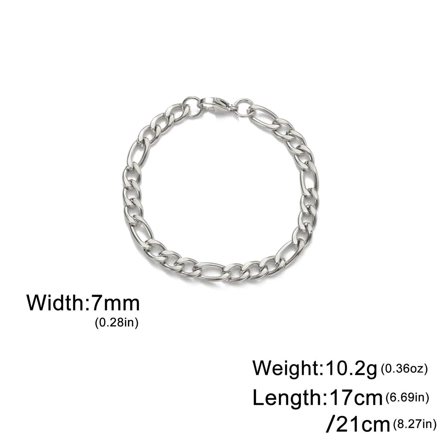 Lucktune Figaro Chain Bracelet for Men Women Stainless Steel Width 3-10 MM Bracelets Punk Jewelry Couple Gift Pulsera Hombre New