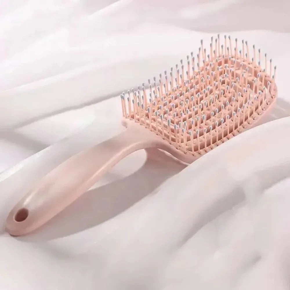1Pcs Elastic Massage Comb Hollow Out Hair Brush Scalp Massage Combs Hair Styling Detangler Fast Blow Drying Detangling Tool