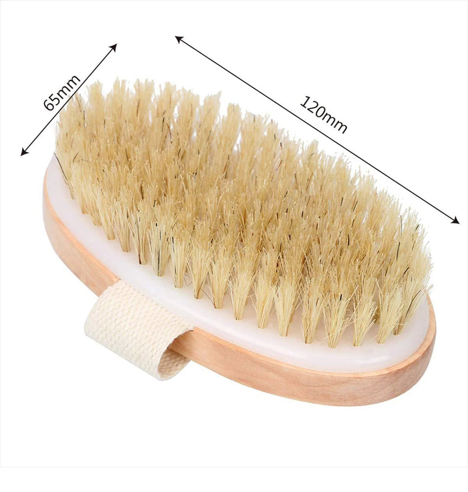 Wet and Dry Body Brush Exfoliator with Soft Bristles Body Scrub Brush for Cellulite and Lymphatic Bath Shower Skin Care Tool