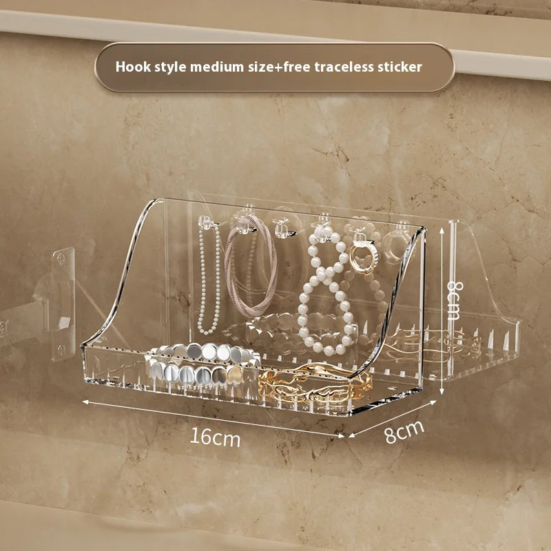 Mirror cabinet storage box bathroom cabinet wall mounted transparent slanted shelf cosmetics lipstick jewelry sorting box