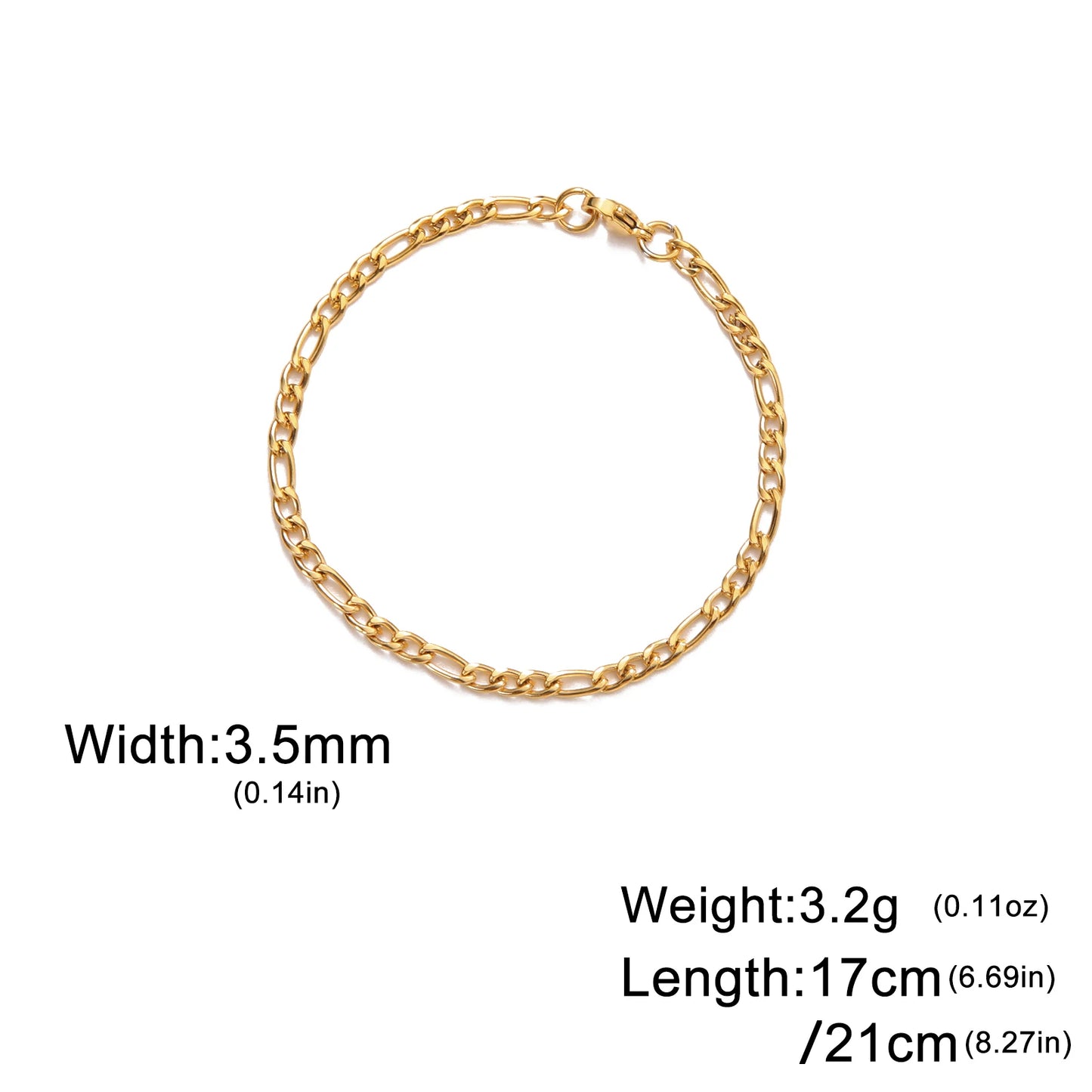Lucktune Figaro Chain Bracelet for Men Women Stainless Steel Width 3-10 MM Bracelets Punk Jewelry Couple Gift Pulsera Hombre New