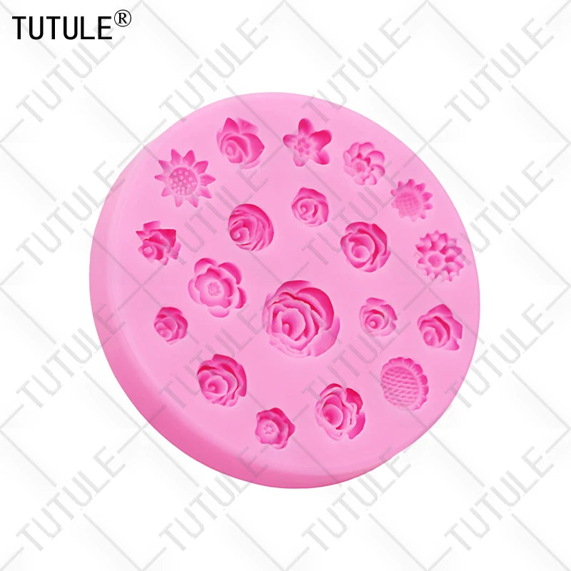 Flowers Silicone Mold Flower Resin Phone Case Head Rope Hair Card Jewelry Accessories Mold Flower Chocolate Cake Silicone Mold