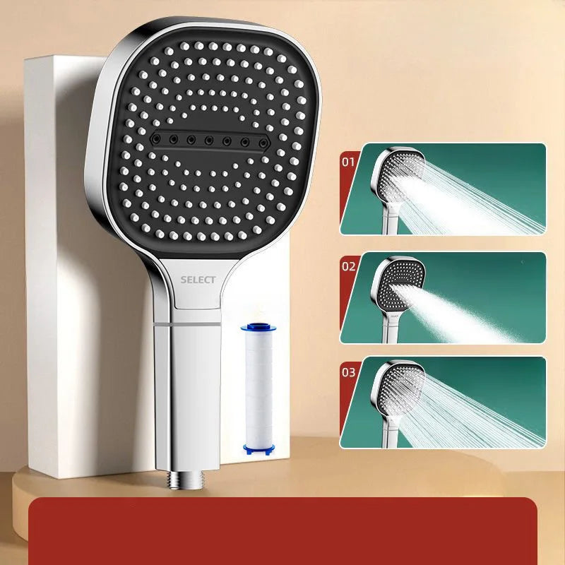 Shower Head Adjustable 3 Mode Rainfall Shower Large Flow Showerhead High Pressure Water Saving Shower Mixer Bathroom 2025