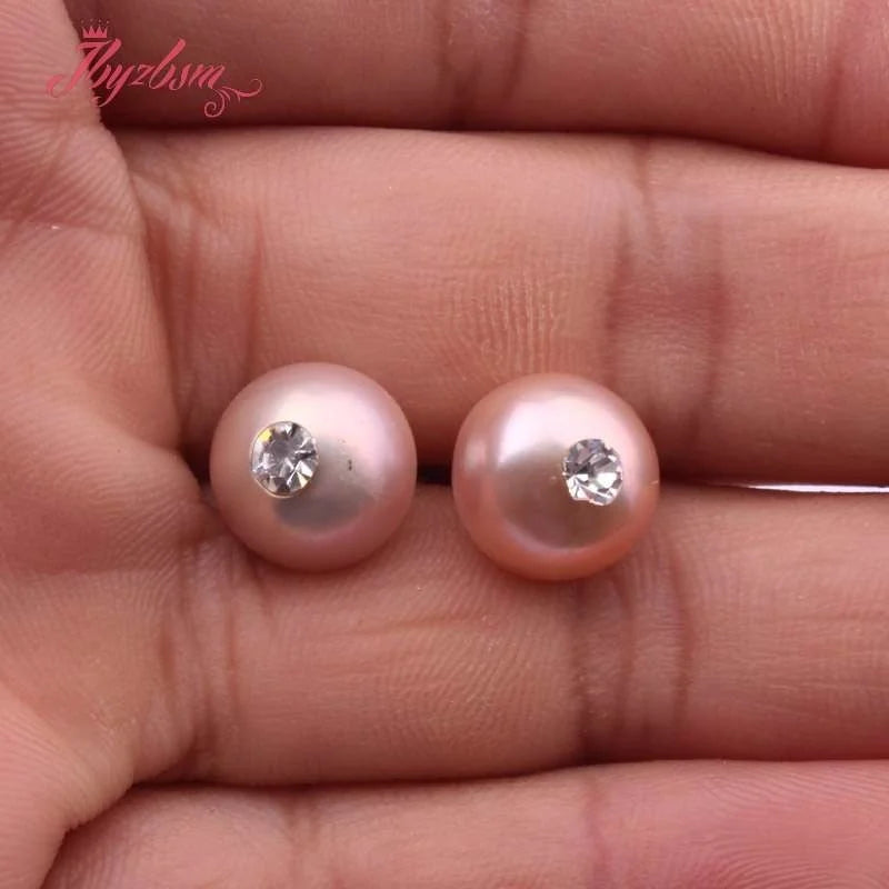 9mm Round Pink Purple White Natural Freshwater Pearl Elegant Minimalist Stud Earrings 1 Pair Party Anniversary Jewelry Gift
