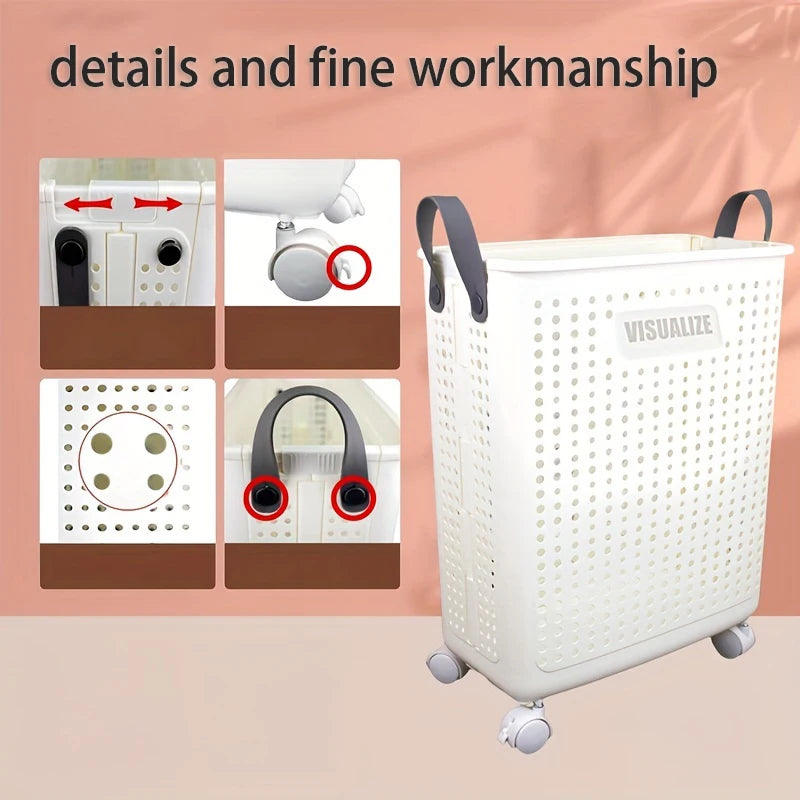 Extra Large Wheeled Folding Laundry Basket Breathable Large Capacity with Handles Suitable For Families Hotels and Dormitories