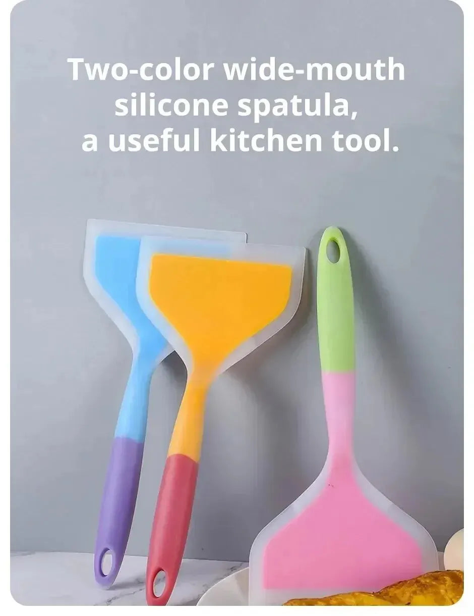 1PCS Random Color Silicone Kitchen Ware Cooking Utensils Spatula Beef Meat Egg Kitchen Scraper Wide Pizza Cooking Tools Shovel