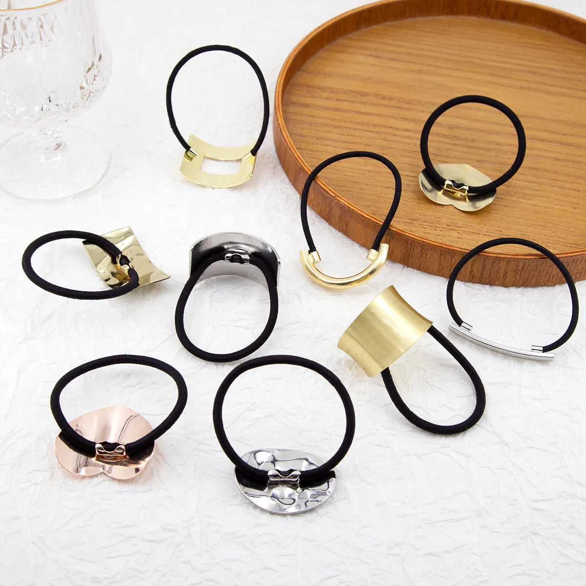 New Korea Women Hair Ropes Metal Hair Bands Ponytail Holder Rubber Band Gum for Hair Ties Scrunchies Hairband Hair Accessories