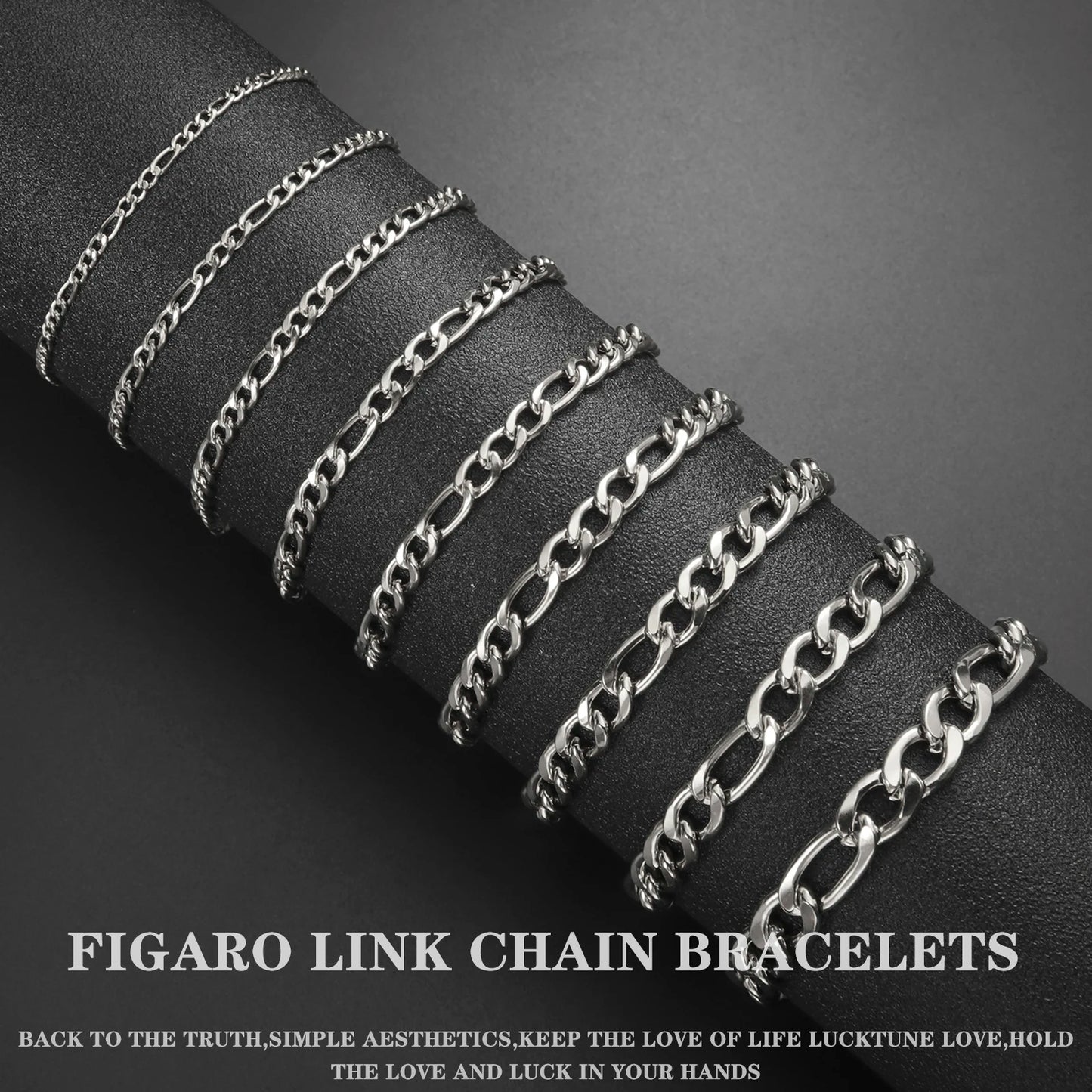 Lucktune Figaro Chain Bracelet for Men Women Stainless Steel Width 3-10 MM Bracelets Punk Jewelry Couple Gift Pulsera Hombre New