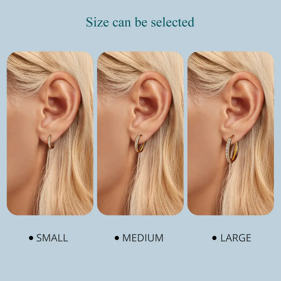 BAMOER 925 Sterling Silver Classic CZ Huggie Hoop Earrings, White Gold Plated Cartilage Piercing Earrings Ear Cuff for Women