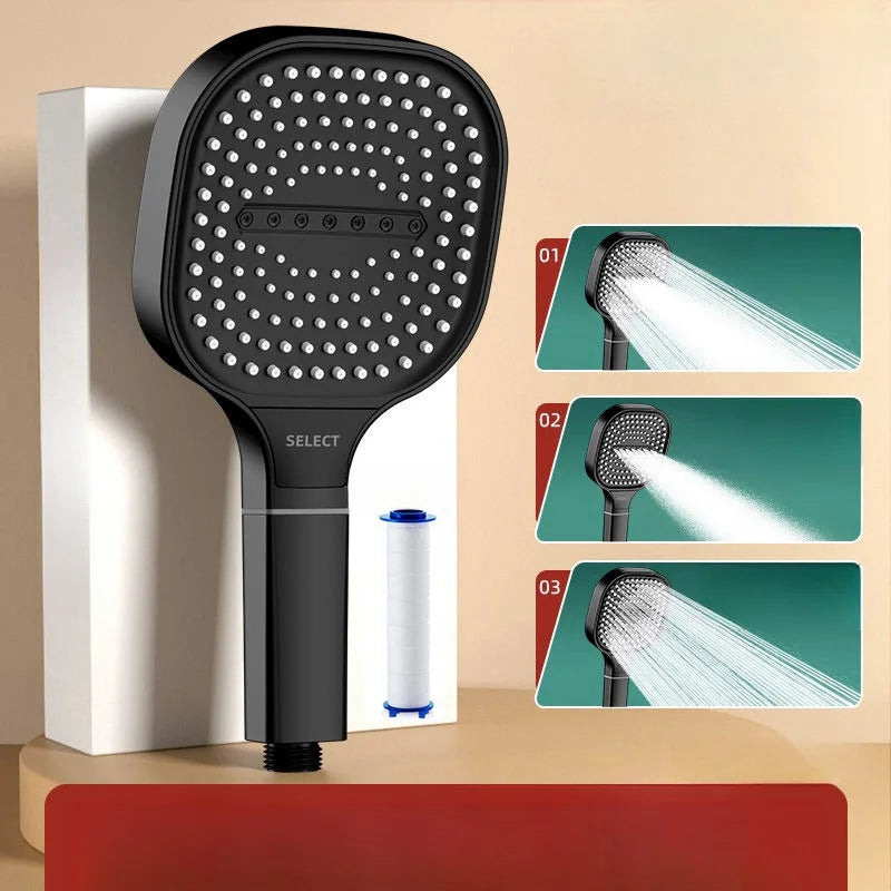 Shower Head Adjustable 3 Mode Rainfall Shower Large Flow Showerhead High Pressure Water Saving Shower Mixer Bathroom 2025