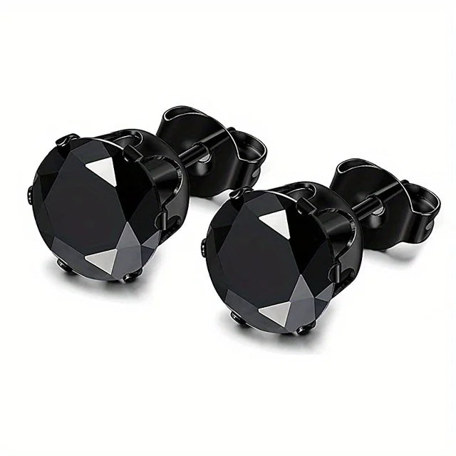 4-14 Pairs Earrings For Men, Black Earrings Mens Earrings, Stainless Steel Stud Earrings For Women Huggie Hoop Earrings Set