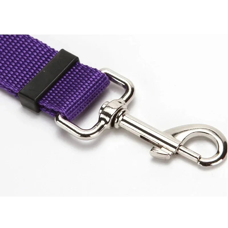 Adjustable Solid Color Pet Car Seat Belt Two-in-One Nylon Lead Leash Backseat Safety Harness Collar for Dogs Pet Travel Accessor