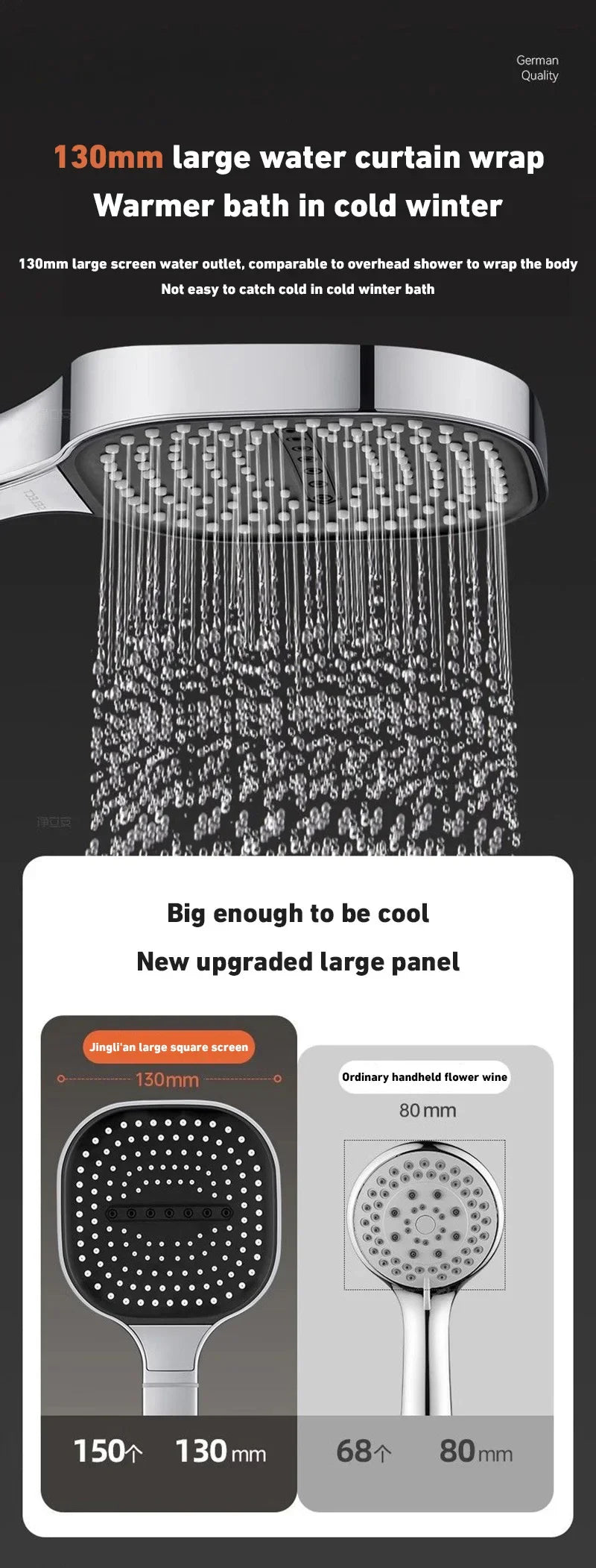 Shower Head Adjustable 3 Mode Rainfall Shower Large Flow Showerhead High Pressure Water Saving Shower Mixer Bathroom 2025