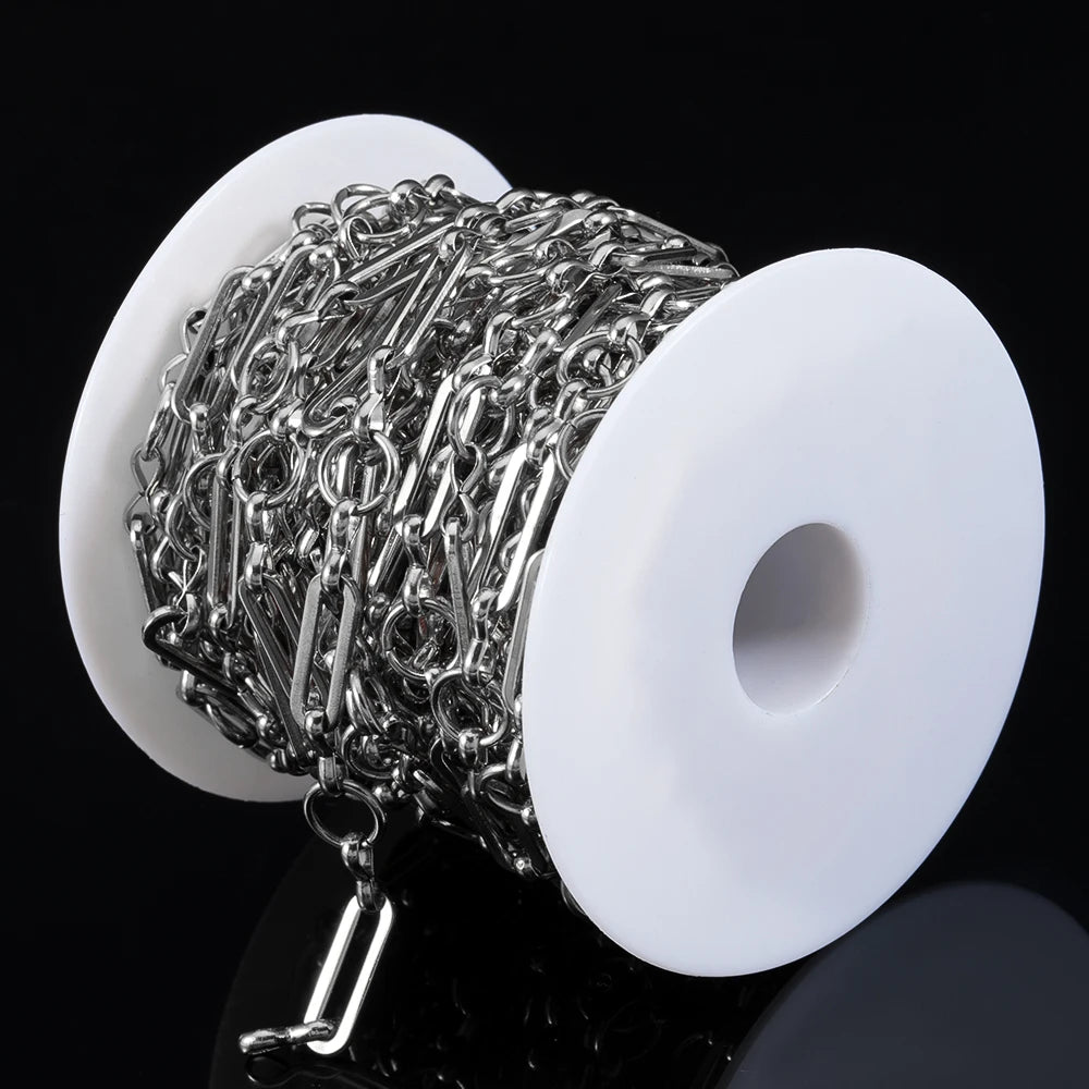 1meter Flat Geometric Heart Round Square Design Necklaces Chain Stainless Steel Link Chains DIY Bracelets Jewelry Making Chains