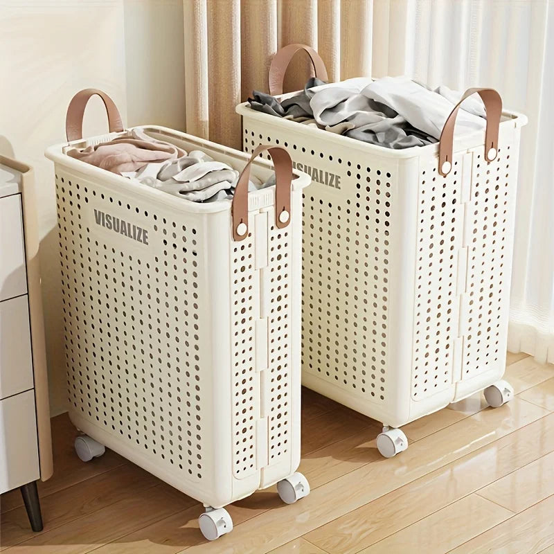 Extra Large Wheeled Folding Laundry Basket Breathable Large Capacity with Handles Suitable For Families Hotels and Dormitories