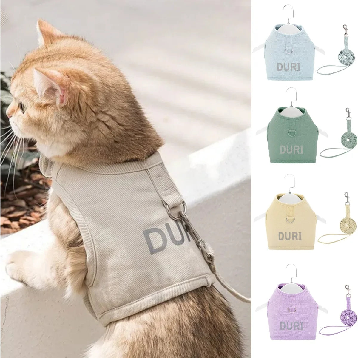 Pet Dog Cat Harness Lead Leash Set Adjustable Escape Proof Pet Kitten Vest Harness Puppy Dog Collar Small Dog Cat Pet Supplies