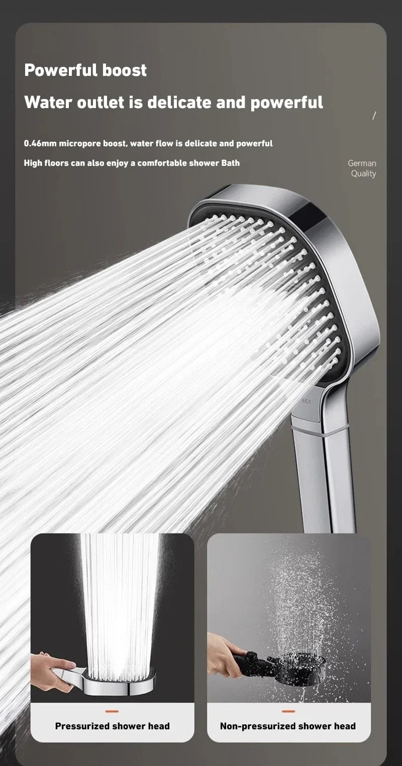 Shower Head Adjustable 3 Mode Rainfall Shower Large Flow Showerhead High Pressure Water Saving Shower Mixer Bathroom 2025