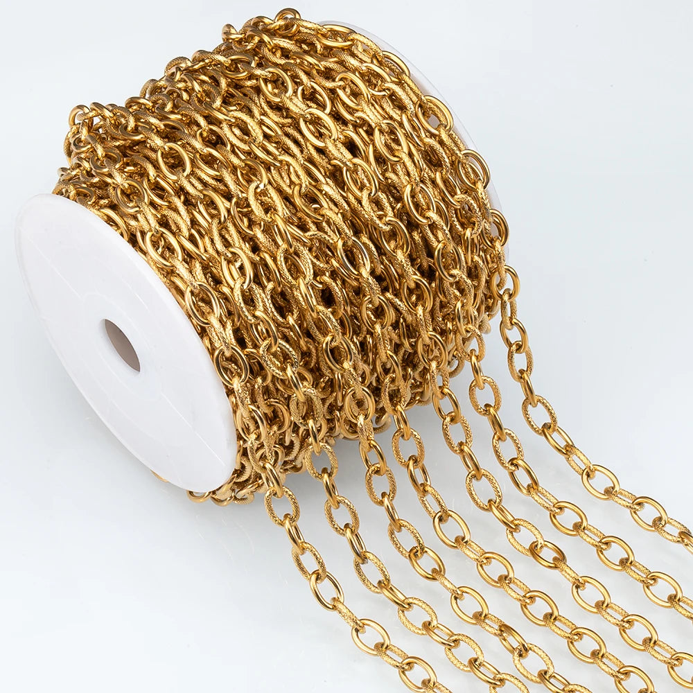 1meter Flat Geometric Heart Round Square Design Necklaces Chain Stainless Steel Link Chains DIY Bracelets Jewelry Making Chains