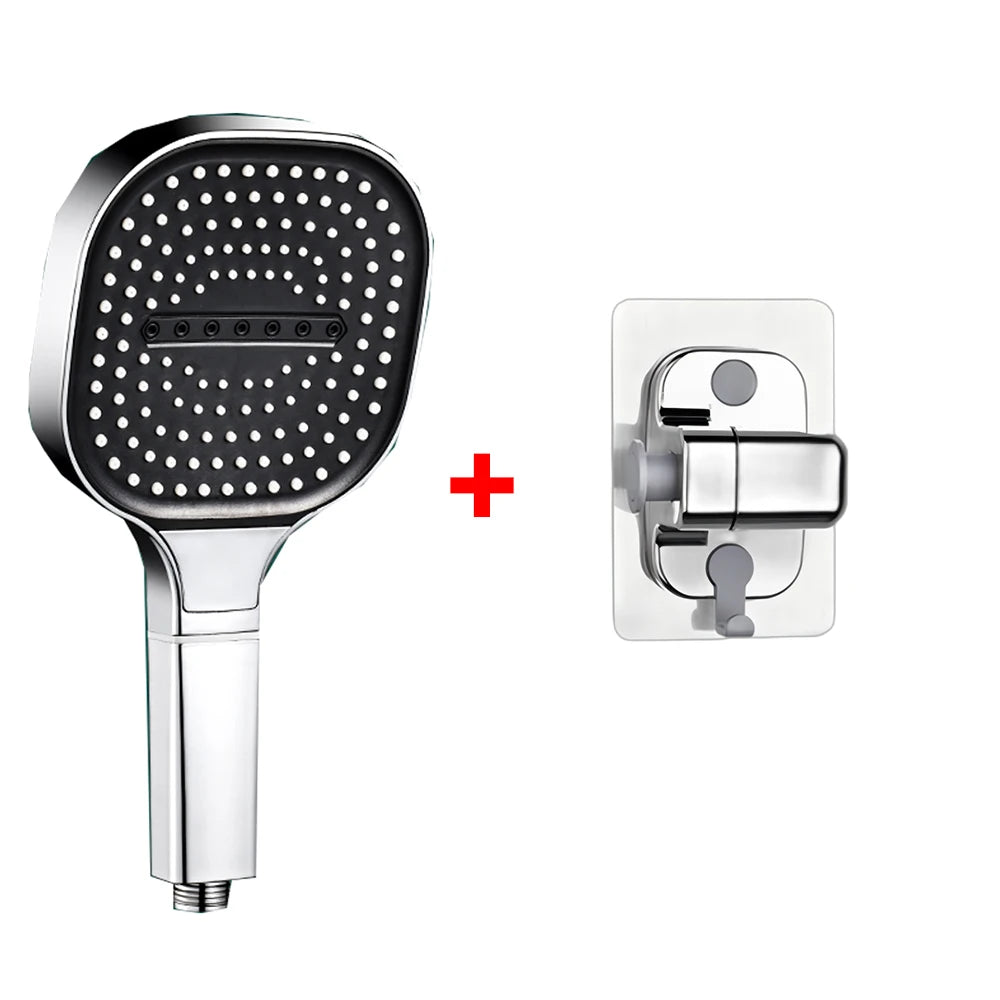 13CM Big Panel High Pressure Shower Head with Filter 3 Modes Large Flow Spray Rainfall Nozzle Square Bathroom ShowerHead