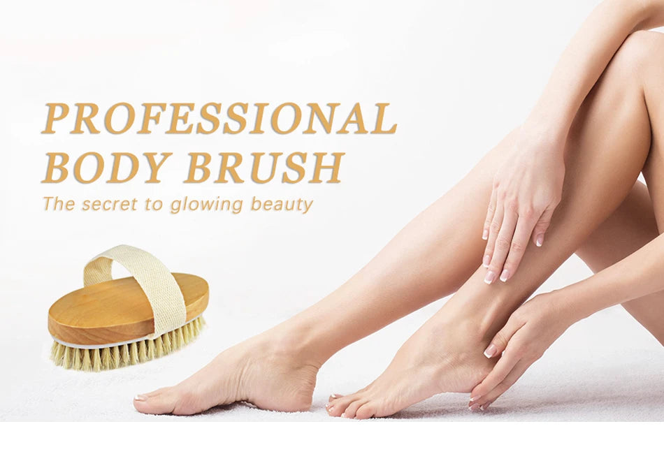 Wet and Dry Body Brush Exfoliator with Soft Bristles Body Scrub Brush for Cellulite and Lymphatic Bath Shower Skin Care Tool