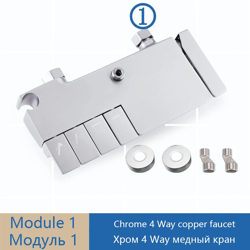 Shower Set Accessories Brass Shower System Bathroom Thermostatic Faucet Hot Cold Mixed Bathtub Shower Faucet LED Digital Faucet
