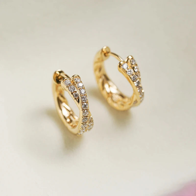 INZATT Real 925 Sterling Silver Zircon Cross 18K Gold Hoop Earrings for Women OL Geometric Fine Jewelry Minimalist Accessories