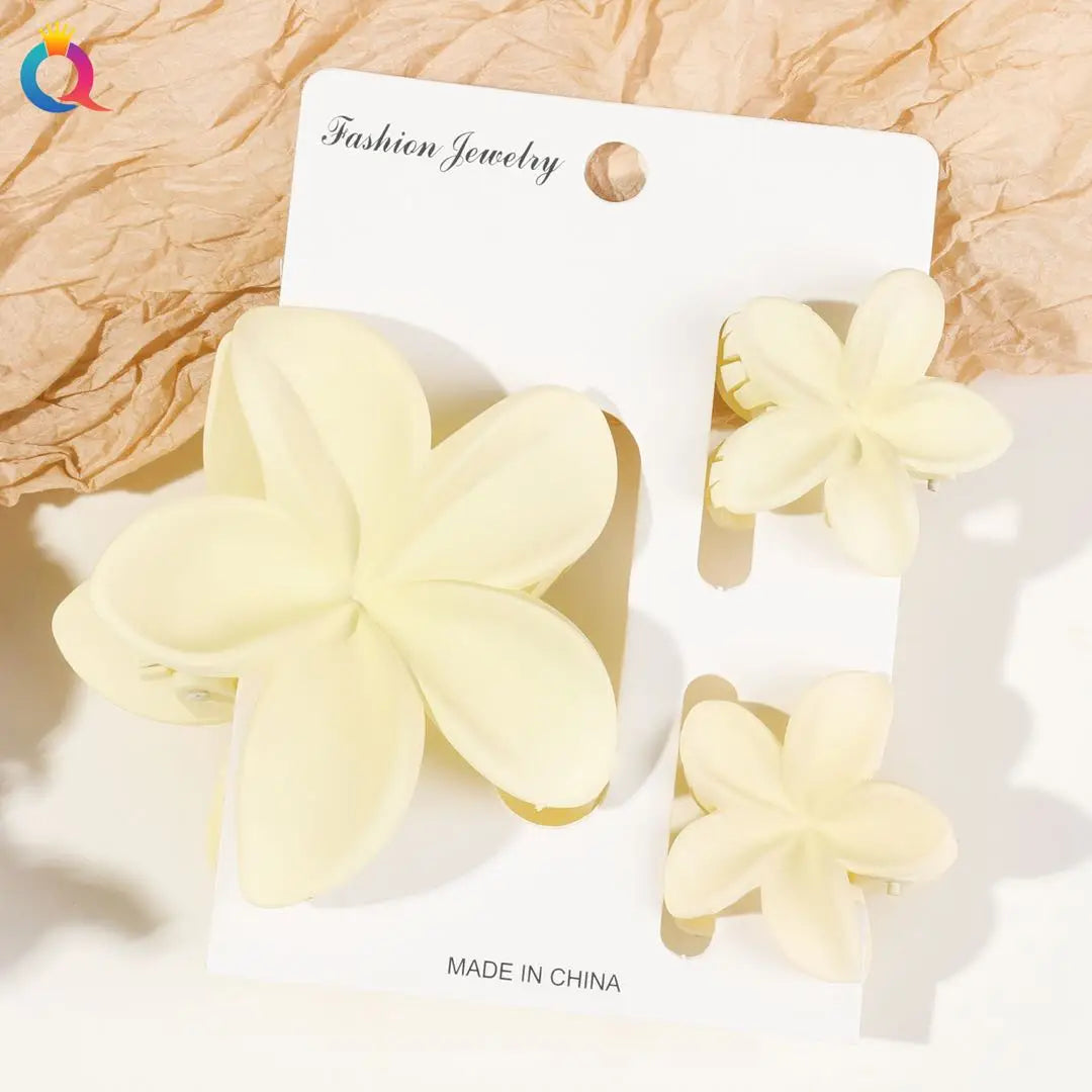 2 Pcs Hawaiian Flower Claw Clips for Women,Marble Vein Flower Hair Claw Clips for Thin Hair,Cute Beach Hair Accessories