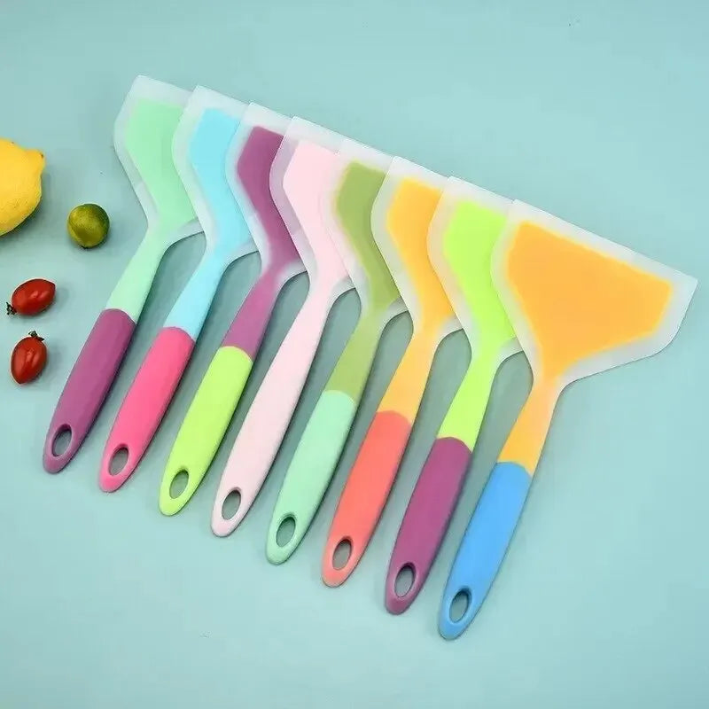 1PCS Random Color Silicone Kitchen Ware Cooking Utensils Spatula Beef Meat Egg Kitchen Scraper Wide Pizza Cooking Tools Shovel